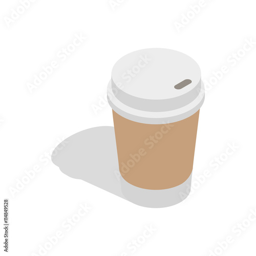 Paper cup of coffee icon in isometric 3d style on a white background