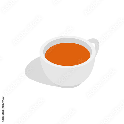 White cup of tea icon in isometric 3d style on a white background photo