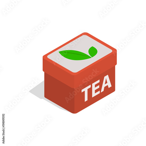Red tea box icon in isometric 3d style on a white background
