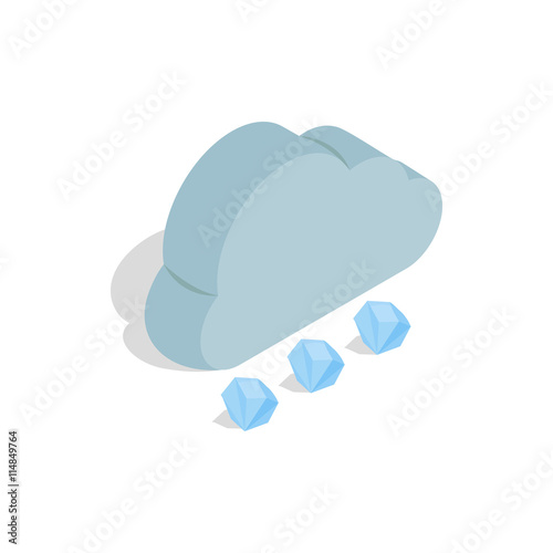 Cloud and hail icon in isometric 3d style on a white background