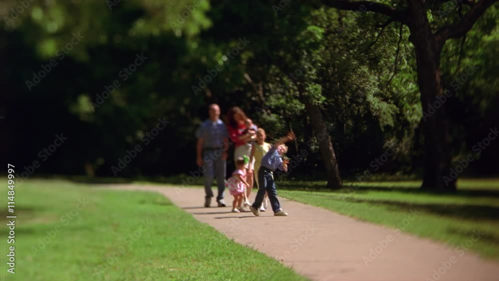 A family strolling through a park A family strolling through a park