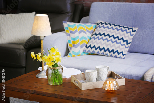 Beautiful interior with yel...