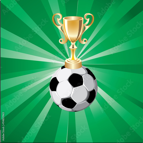 football and cup;Soccer Trophy;football cup with green background;Football match