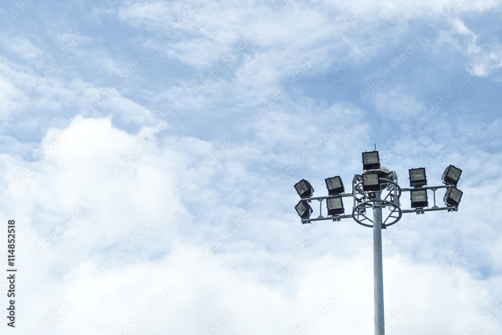 design of street lamp/electricity post on blue sky background design of street lamp/electricity post on blue sky background