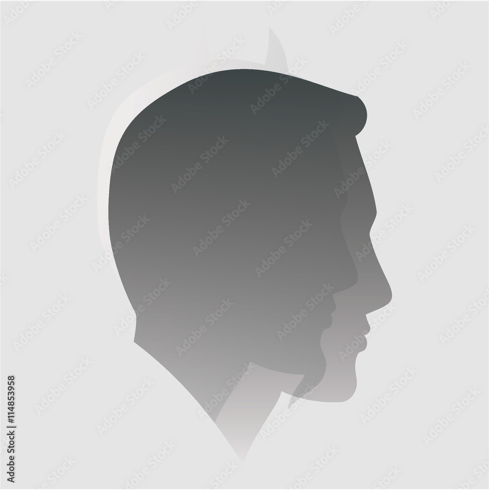 силуэт головы человека с тенью дьявола Stock Vector | Adobe Stock
