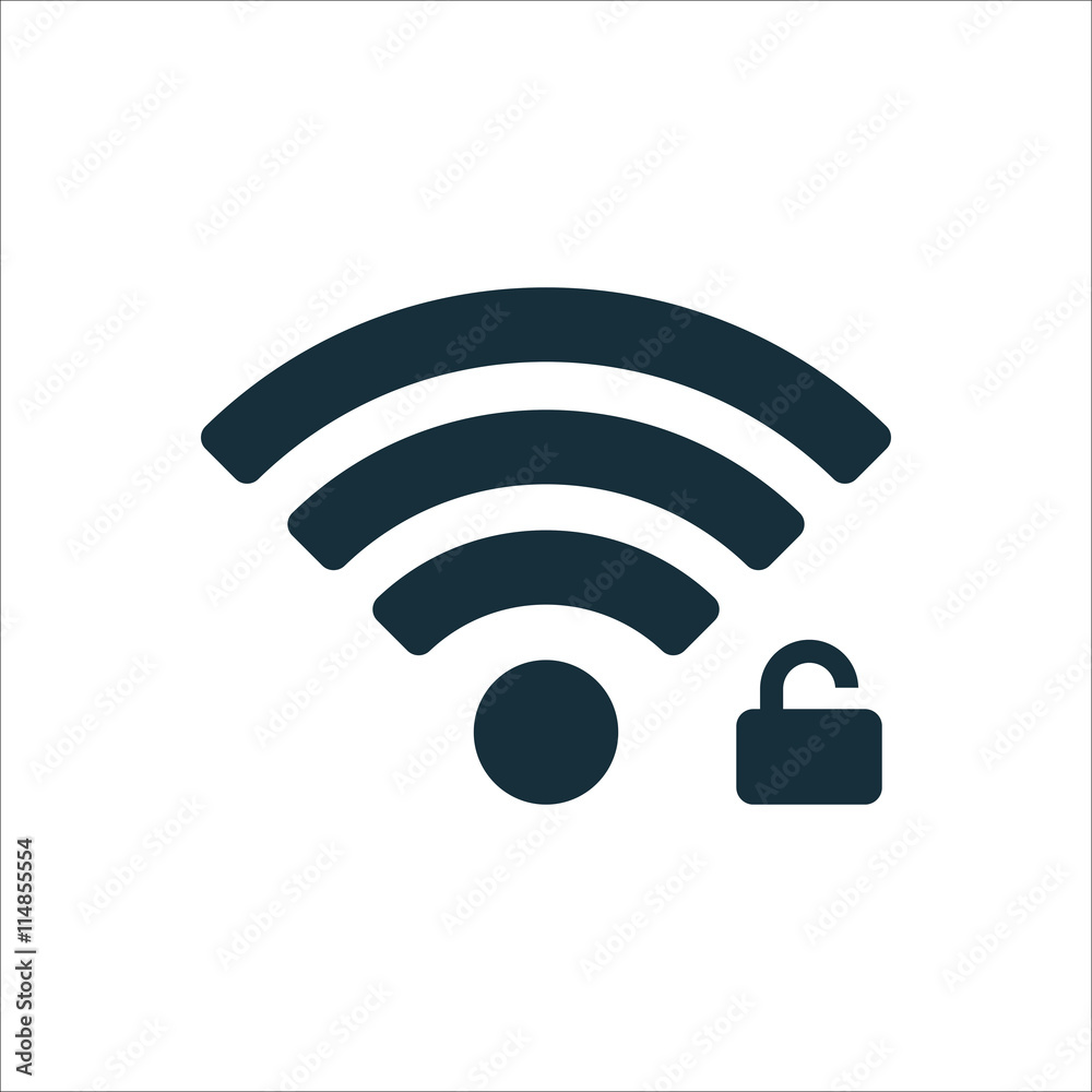wi-fi password protection icon on white background wi-fi password protection icon on white background