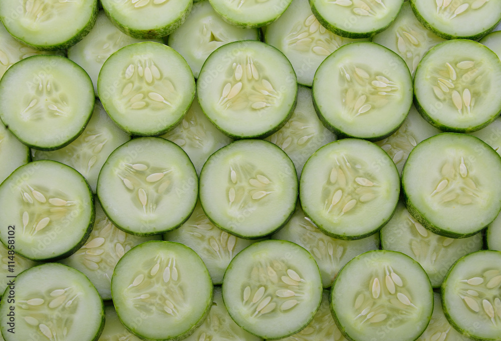 Close up of fresh cucumber slices background Close up of fresh cucumber slices background