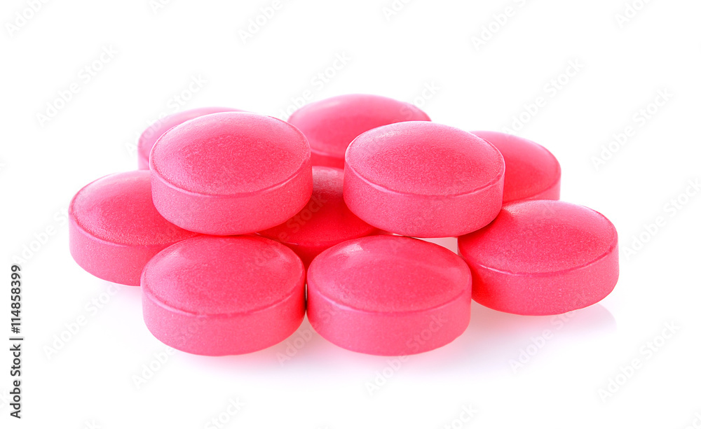 vitamins pills on white background