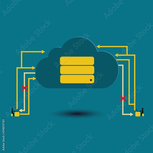 Big data database on cloud query failed - concept ideas with vintage color