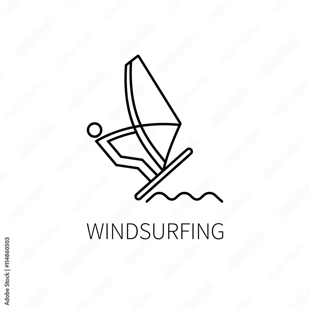 Windsurfing logo thin line. Vector illustration