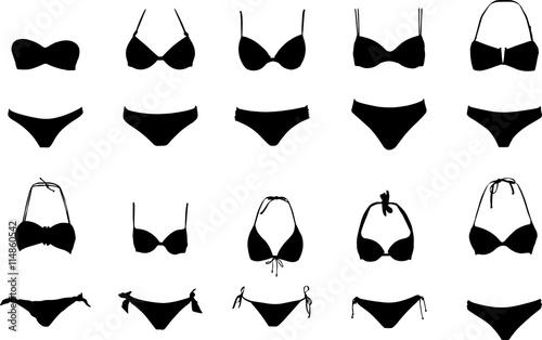 Lots of swimsuits vector silhouettes