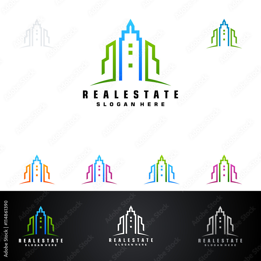 Real estate vector logo design, with line shape represented unique and modern real estate