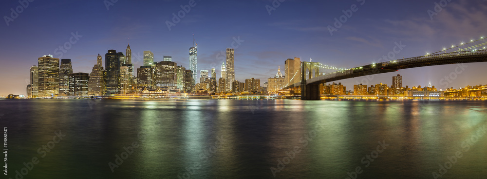 Manhattan Skyline Panorama At Night