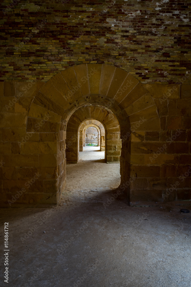 Inside view Maniace Castle fortification in Siracusa, Sicily, It