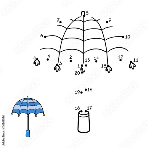 Numbers game for children. Umbrella