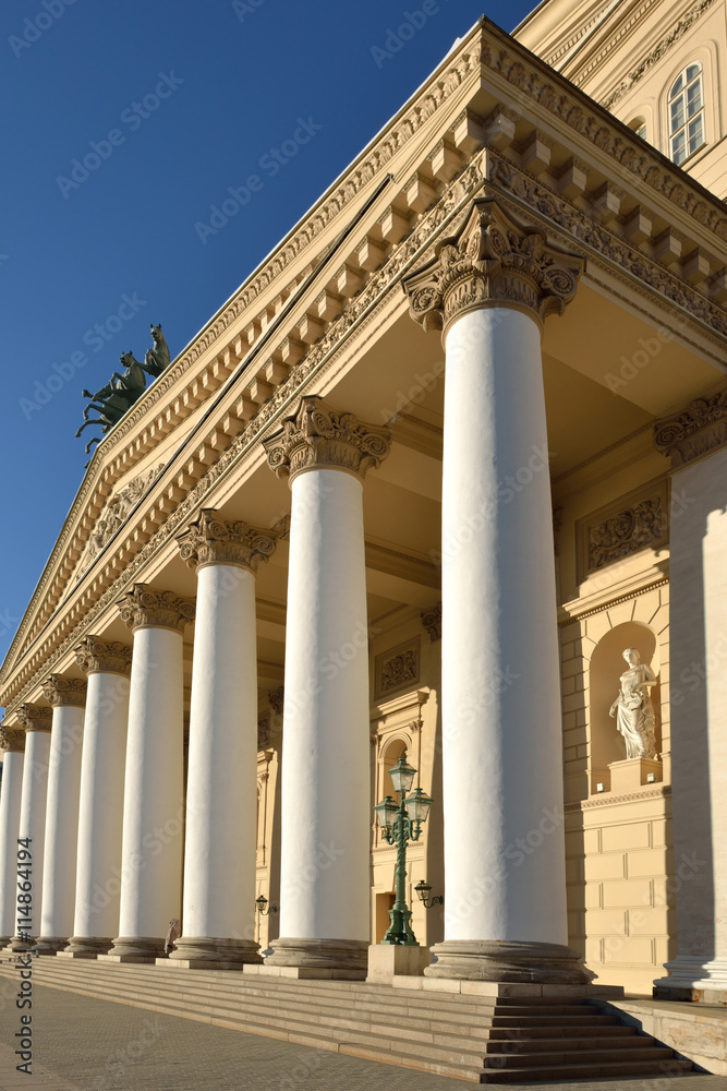 Bolshoi Theatre is historic theatre, designed by architect Joseph Bove, which holds performances of ballet and opera. Main building of theatre is landmark of Moscow