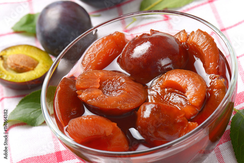 Bowl of plum compote