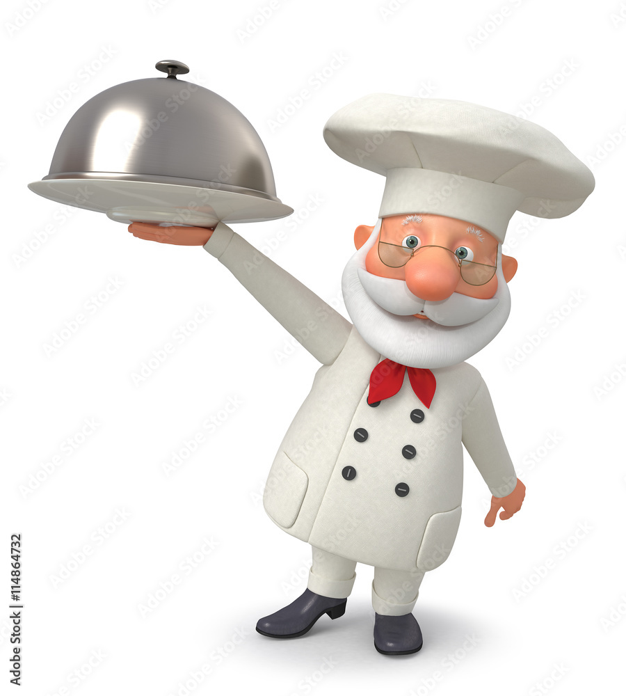 3d illustration the cook with a dish 3d illustration the cook with a dish