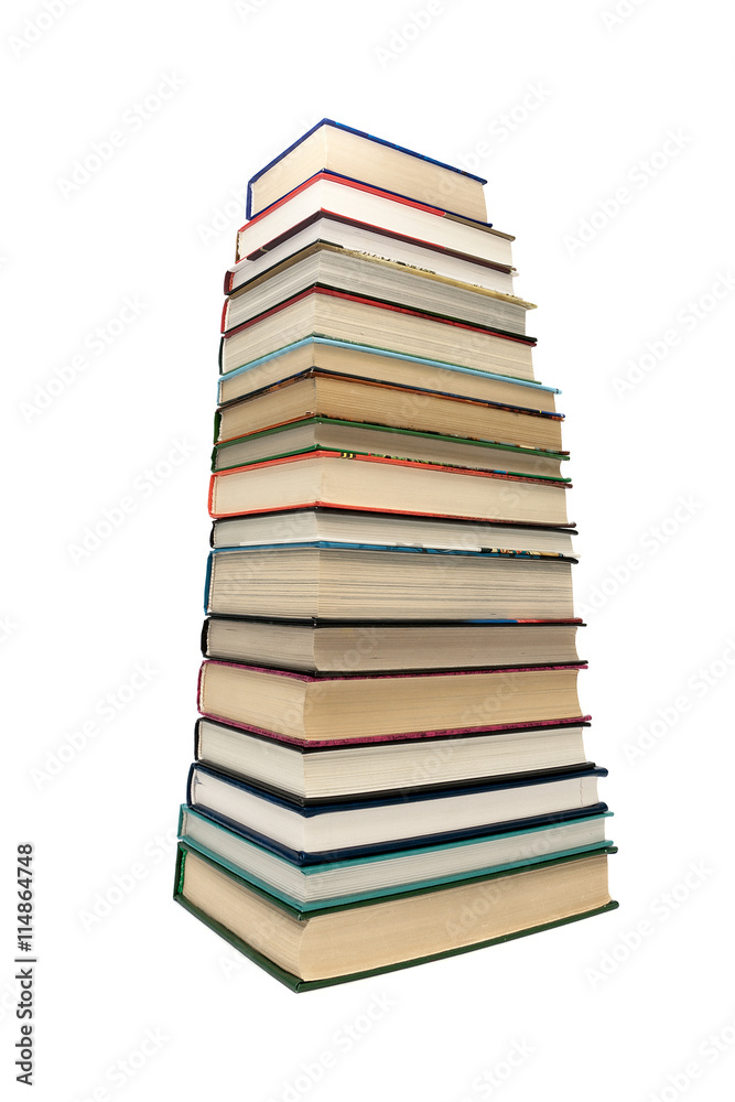 large stack of different books isolated on white background large stack of different books isolated on white background