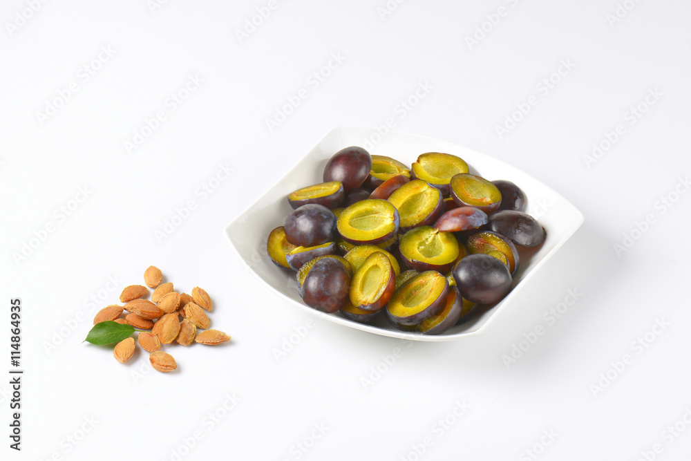 Fresh plum halves Fresh plum halves