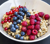 Bowl of healthy muesli with fresh berries