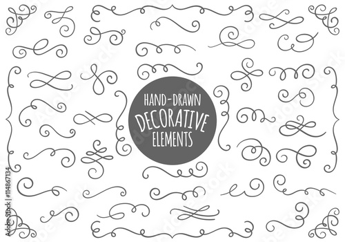 Hand-drawn calligraphic design elements.