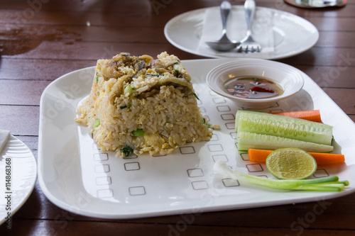 fried rice with trichogaster pectoralis thai food