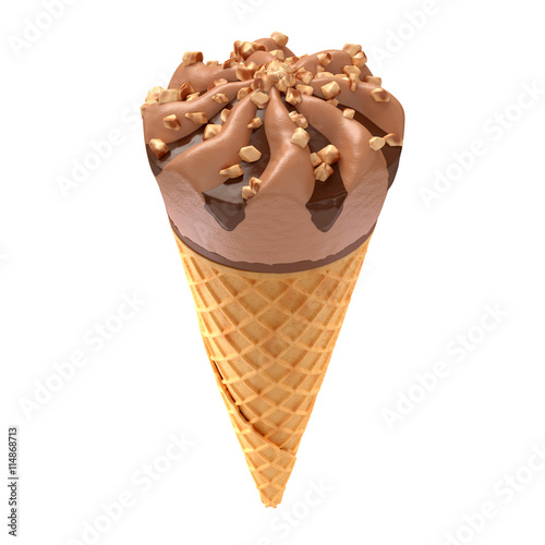 chocolate ice cream cone isolated