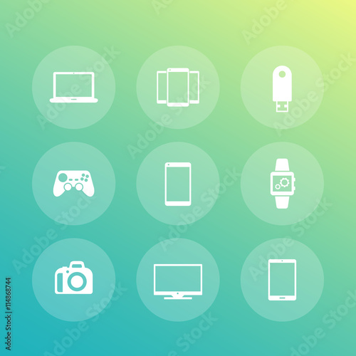 Gadgets icons (laptop, tablet, tv, smart watch, dslr)