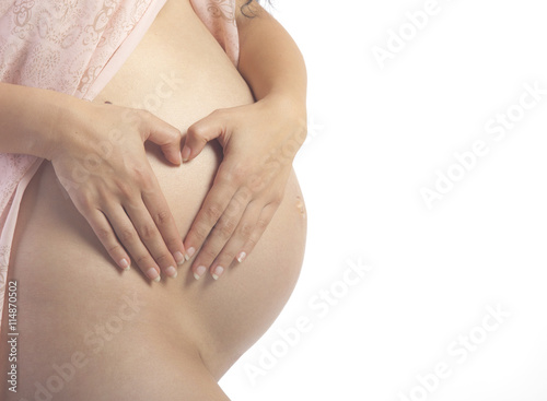 Pregnant Belly with fingers Heart symbol