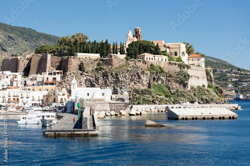 Fototapeta Naklejka Na Ścianę i Meble -  Harbor of Lipari, Aeolian Islands near Sicily, Italy