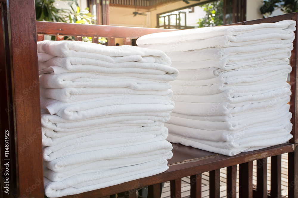 Stacked white towels Stacked white towels