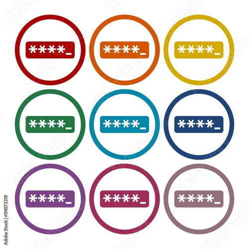 Password typing icons set