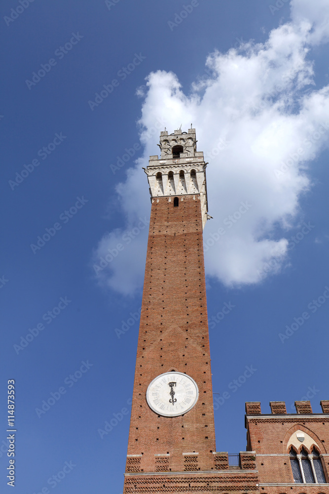 Torre del Mangia tower in Siena Piazza del Campo square