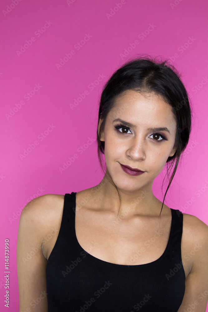 Beautiful girl on a pink background Beautiful girl on a pink background