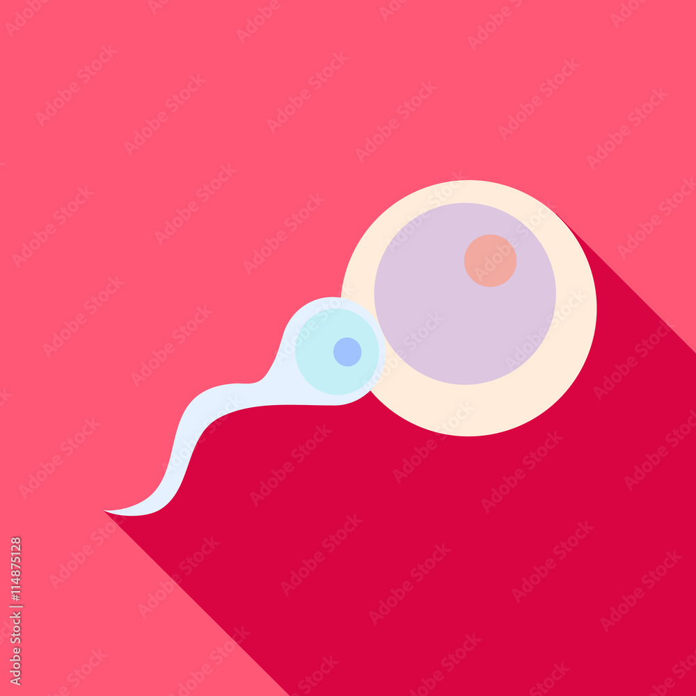Human sperm cell and male fertility icon in flat style with long shadow Human sperm cell and male fertility icon in flat style with long shadow