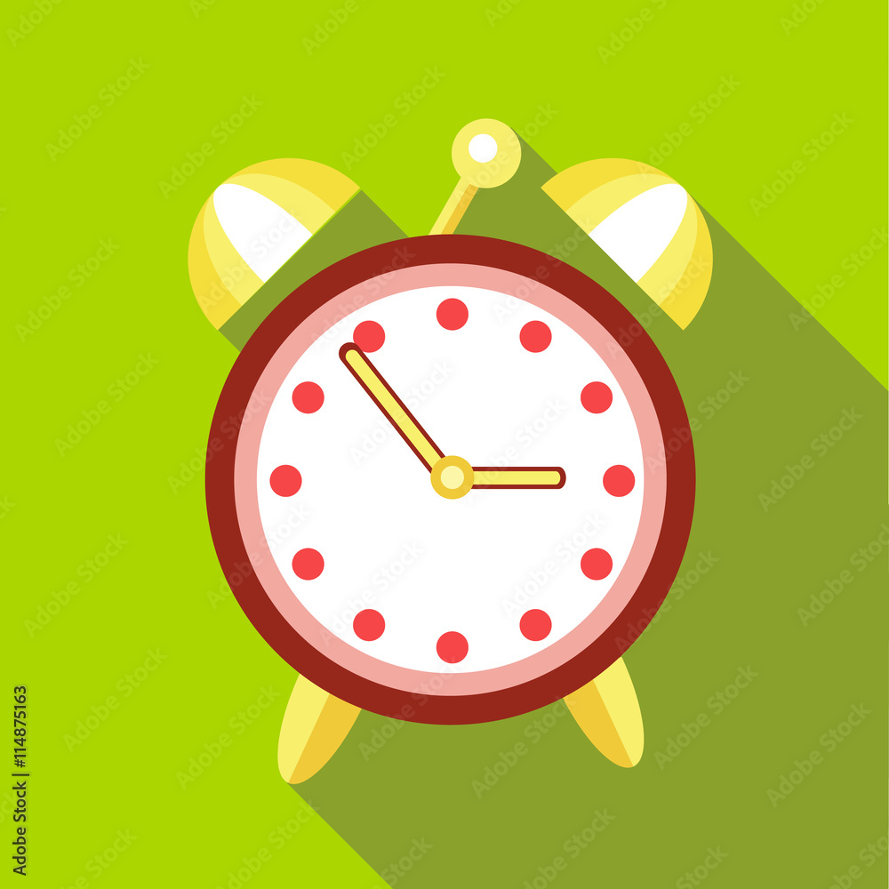 Alarm clock icon in flat style with long shadow Alarm clock icon in flat style with long shadow