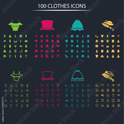 Set of one hundred clothes icon