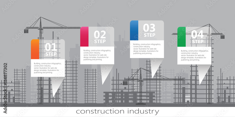 Building, design, architecture, construction infographics, construction industry, vector illustration for web site design template, illustrations for publishing and printing.
