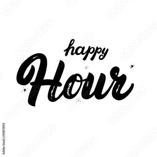 Happy hour hand written lettering.