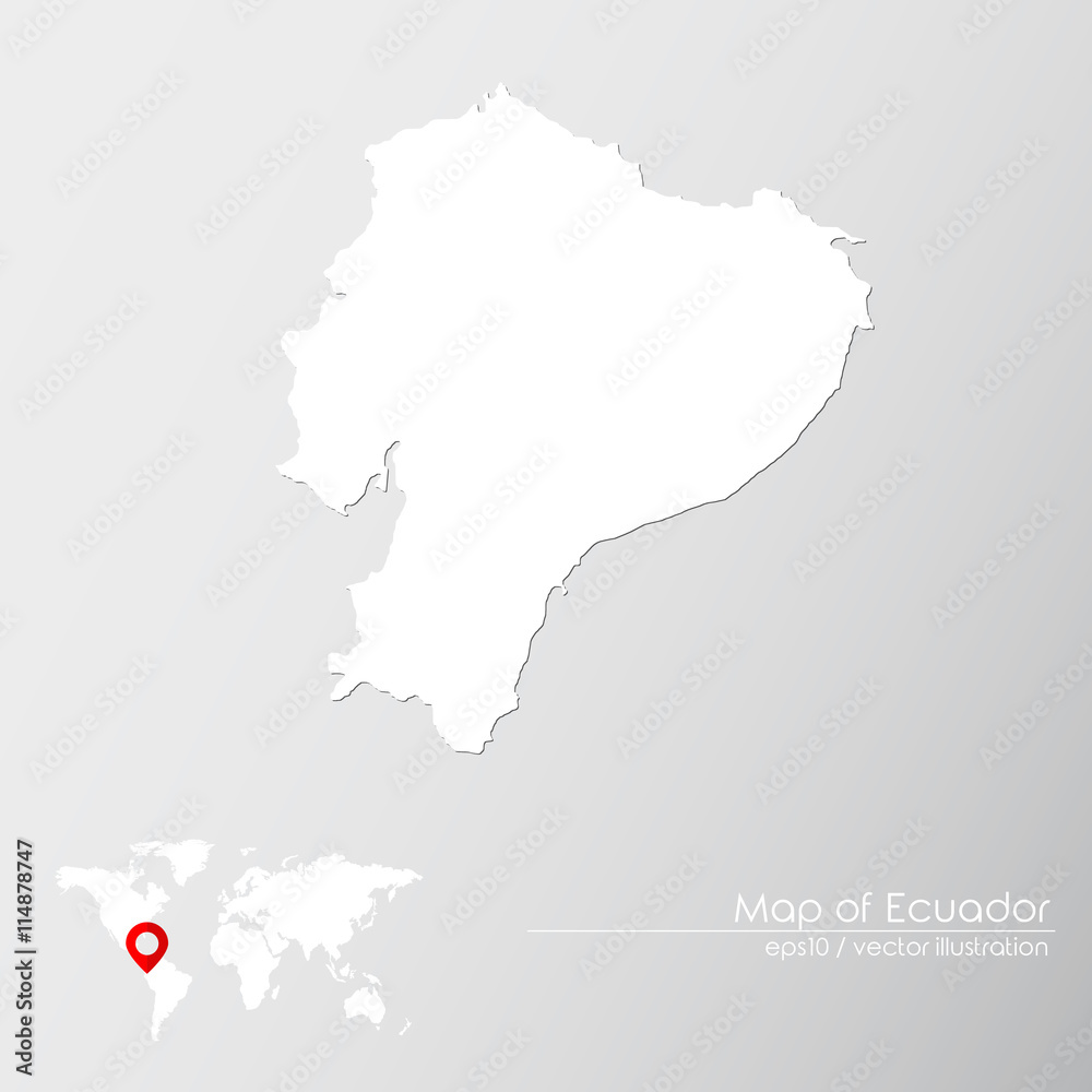 Vector map of Ecuador with world map infographic style.

