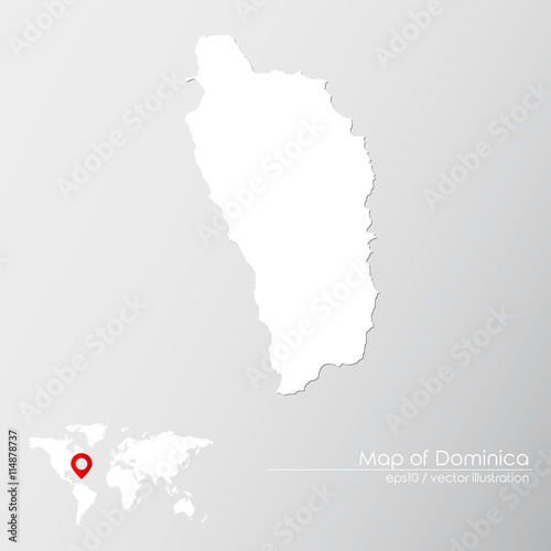 Vector map of Dominica with world map infographic style.