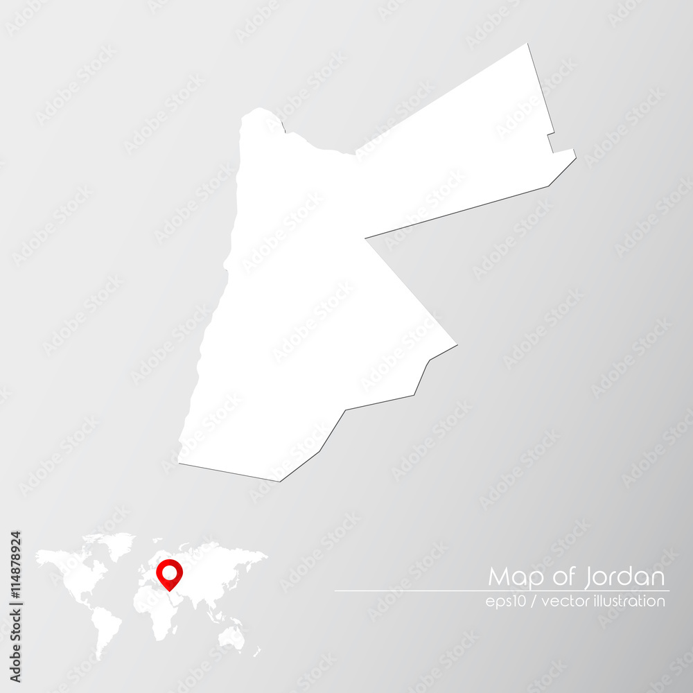 Vector map of Jordan with world map infographic style.

