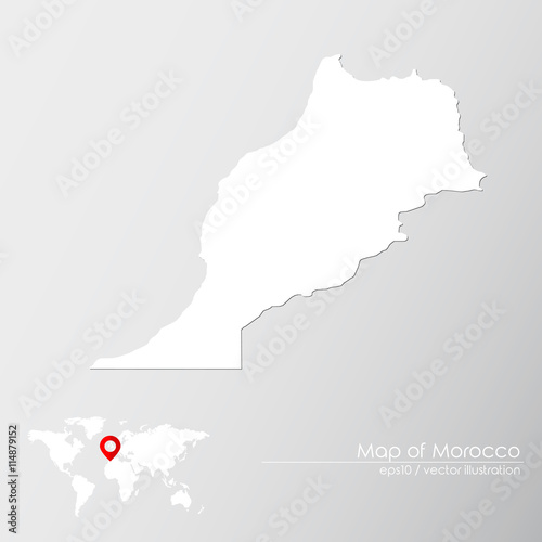 Vector map of Morocco with world map infographic style.