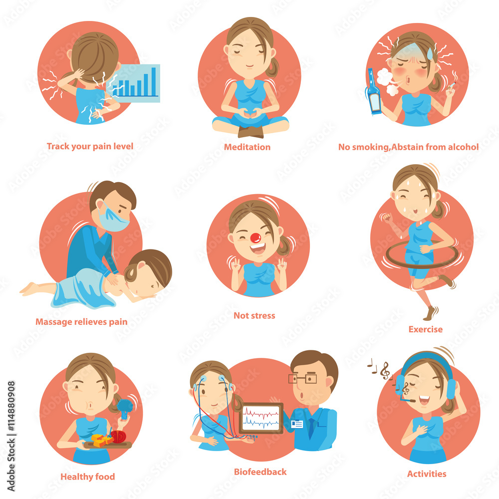 Chronic Pain/Tips for Living With Chronic Pain.Cartoon vector illustration Chronic Pain/Tips for Living With Chronic Pain.Cartoon vector illustration