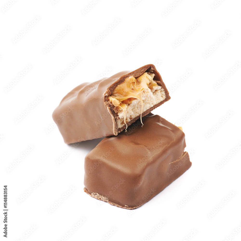 Caramel chocolate bar isolated Caramel chocolate bar isolated