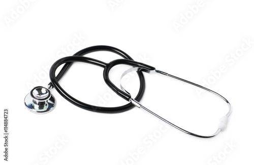 Black medical stethoscope isolated
