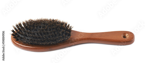 Wooden hair brush isolated