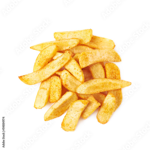 Pile of french fried potato slices isolated