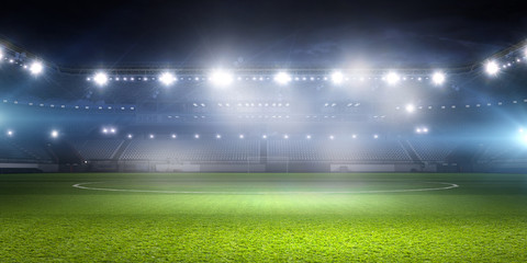 Football stadium in lights . mixed media